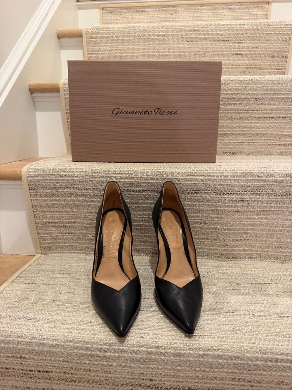 GIanvito Rossi milano Black Pointed Leather High Heels